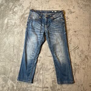 Miss Me Sz 27 Boyfriend Capri Distressed‎ Blue Jeans Women's